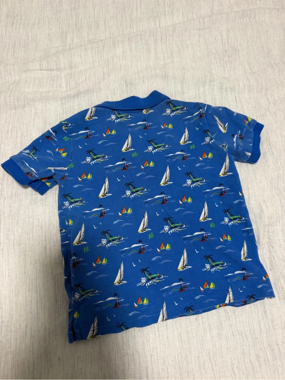 Ralph Lauren Kids Blue Sailboat Polo Shirt - Size 24 Months